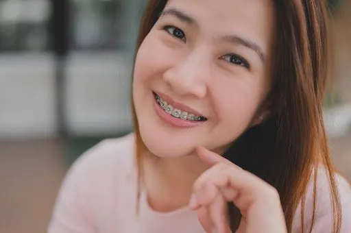 Woman wearing braces