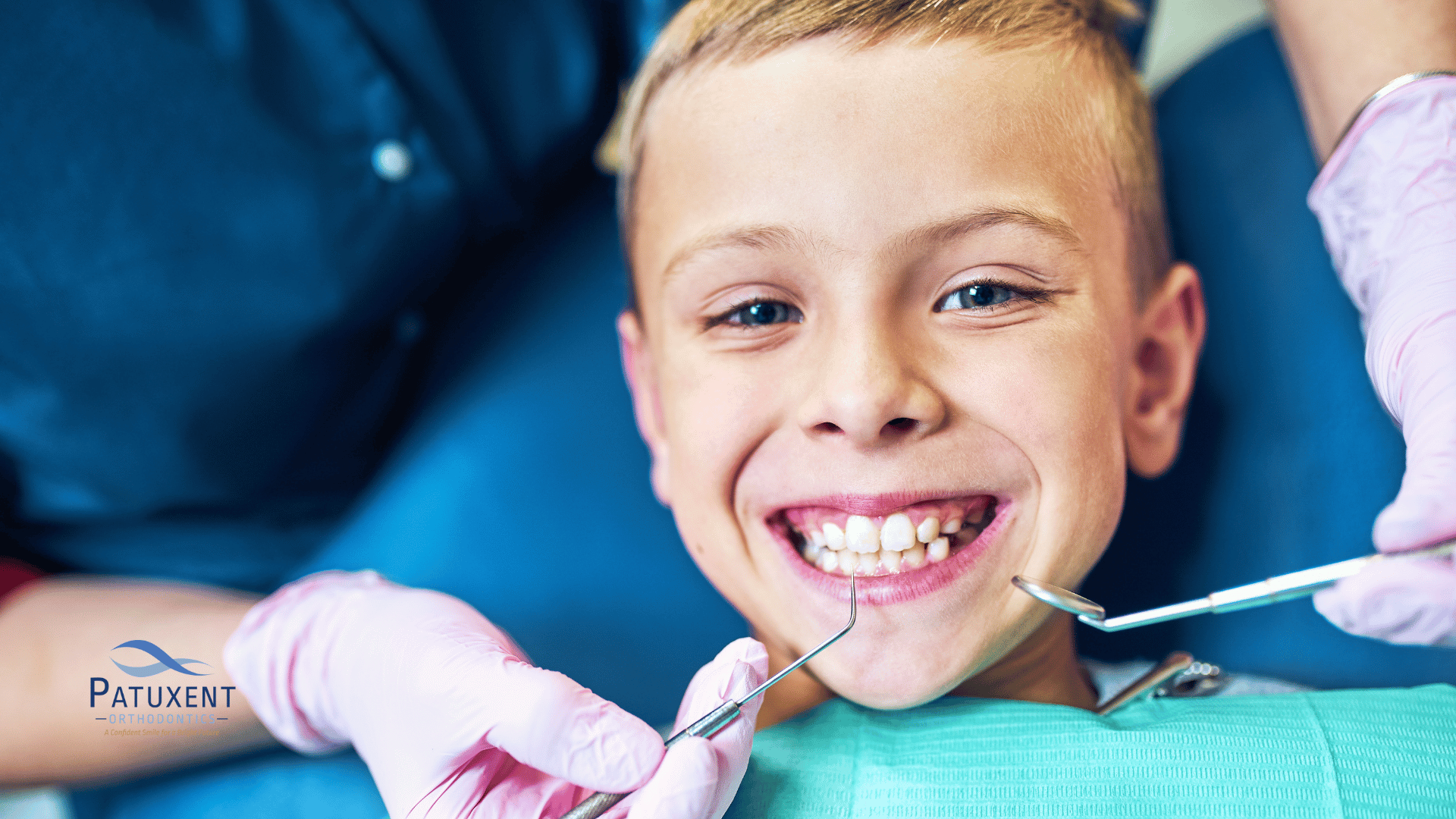 A child smiling during orthodontic treatment